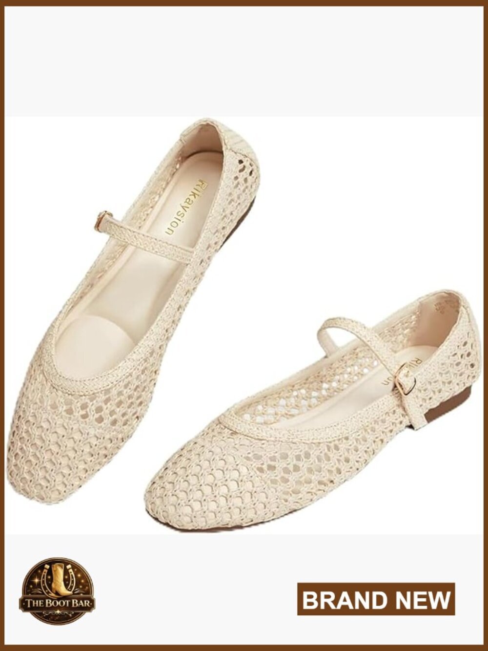 Women's Square Toe Woven Mary Jane Ballet Flats Adjustable Strap Non Slip Work